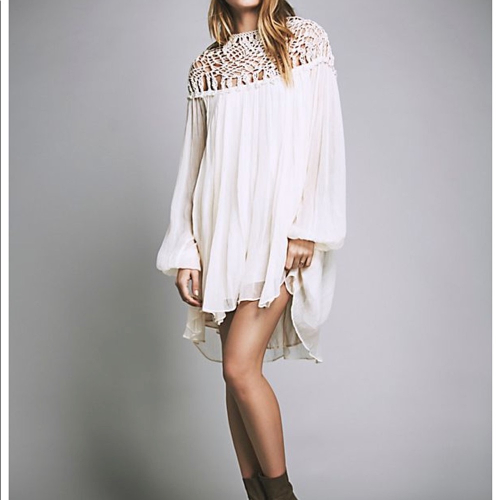 Free people, cream, long sleeve, mini, cro…